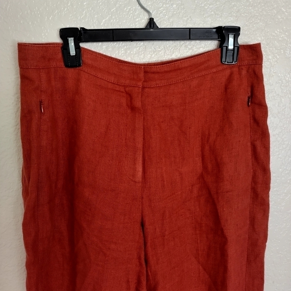 Akris Punto linen wide leg crop high rise pants sz 10 - Picture 2 of 10